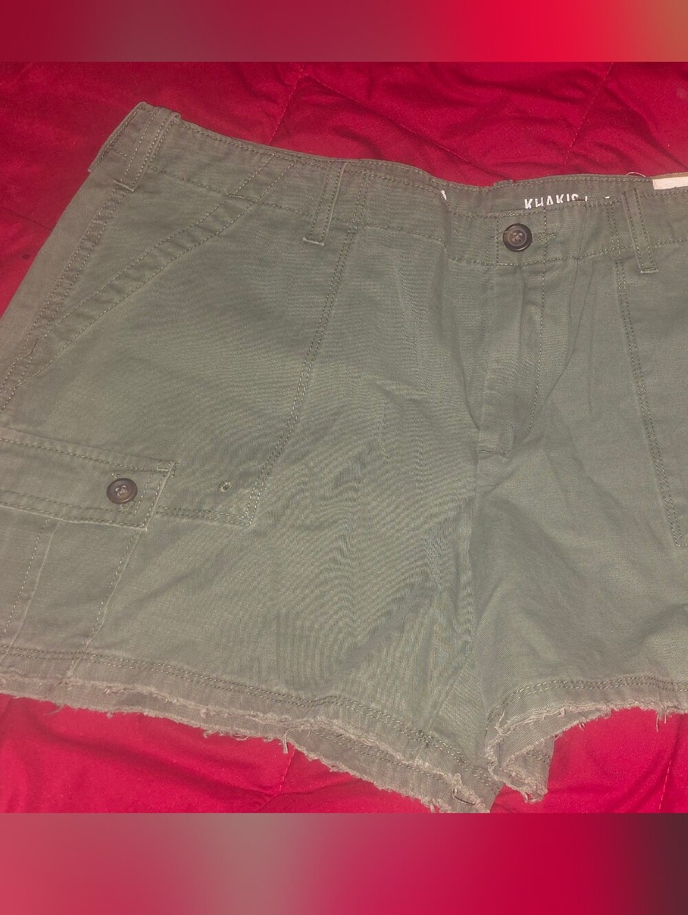 GAP Olive Green Cargo Shorts with Raw Hem